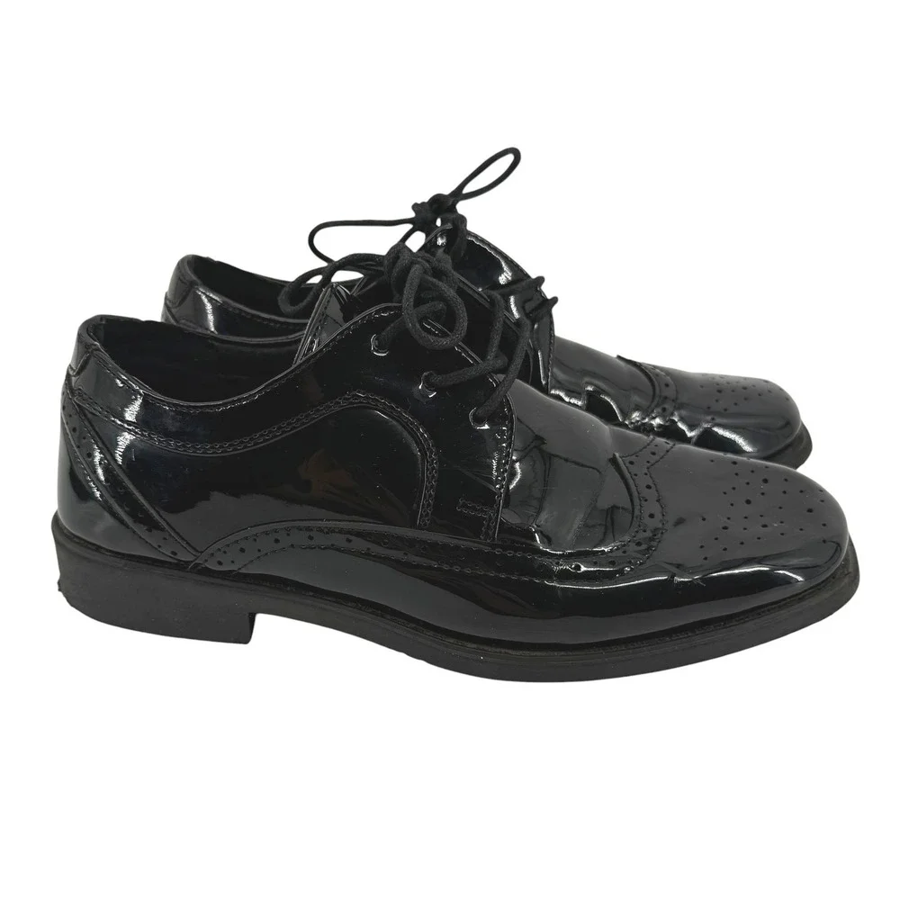 Josmo‎ Boys Black Patent Wingtip Oxford Dress Shoes Size 2 31801 Formal Brogue